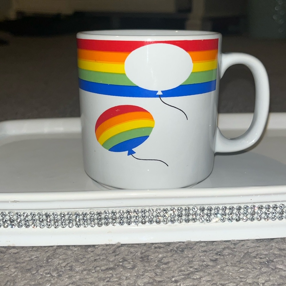 Russ Berrie & Co Vintage 80's Rainbow & Balloons Mug